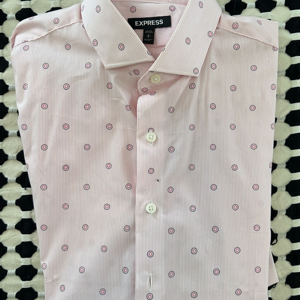 Express Men's Pink Patterned Shirt